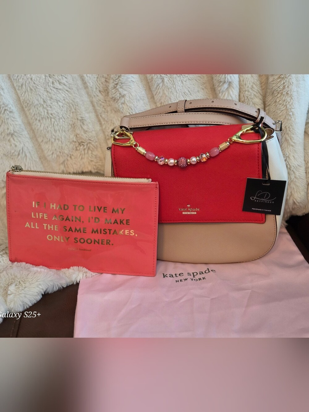 Kate Spade Cameron Street Two-Tone Crossbody w/Charm & Clutch